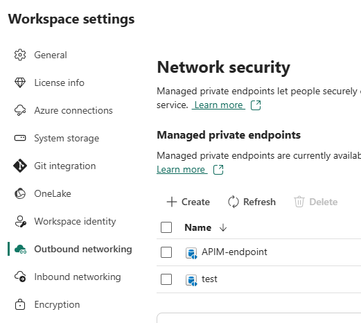 Fabric Managed Private Endpoint Status